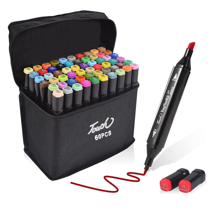 60-Piece Dual Tip Alcohol Art Marker Set – Vibrant and Versatile Colors